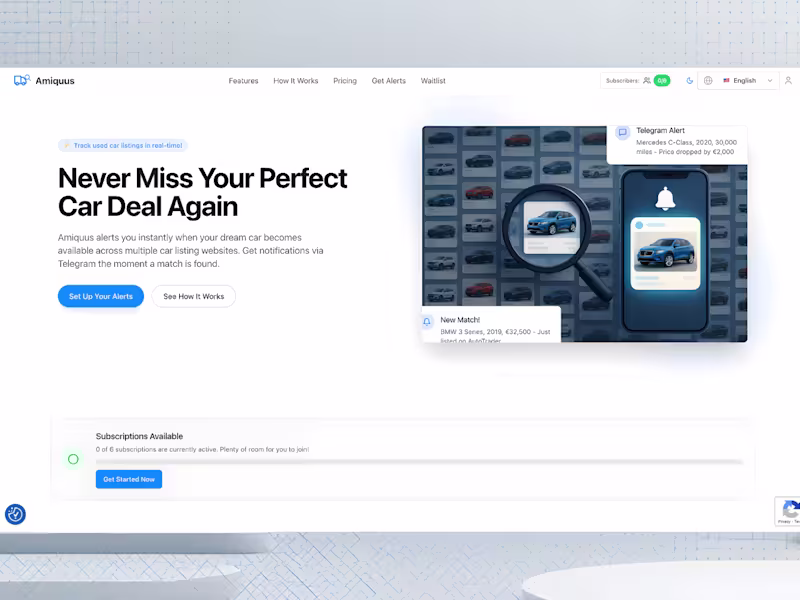 Cover image for Amiquus Car Alert Subscriptions