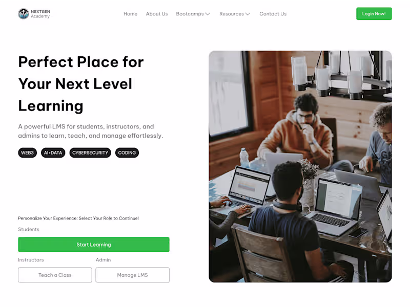 Cover image for NextGen Academy - E-learning platform Landing page