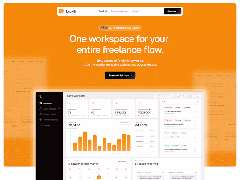 Cover image for Landing page for Torckit on