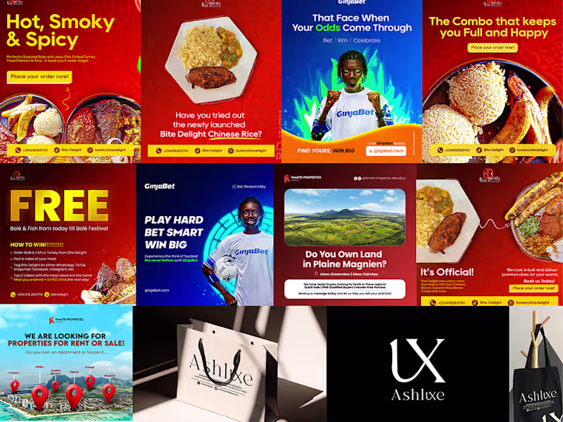 Cover image for Social Media Design (Real Estate, Food, Fintech, Betting)