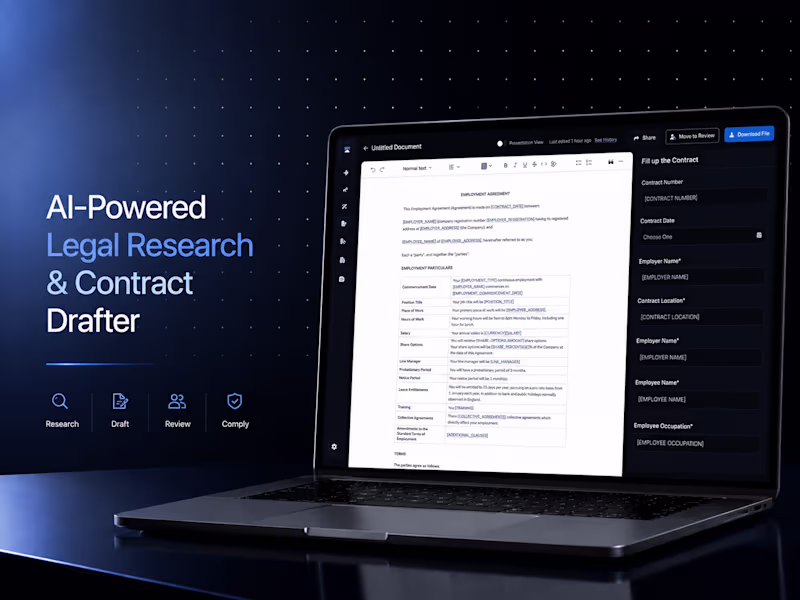 Cover image for AI Legal Research & Contract Drafting Platform 