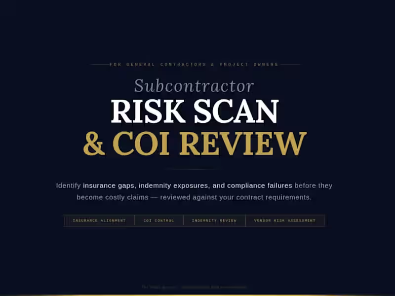 Cover image for Insurance & Compliance Audit for Contractors & Project Owners