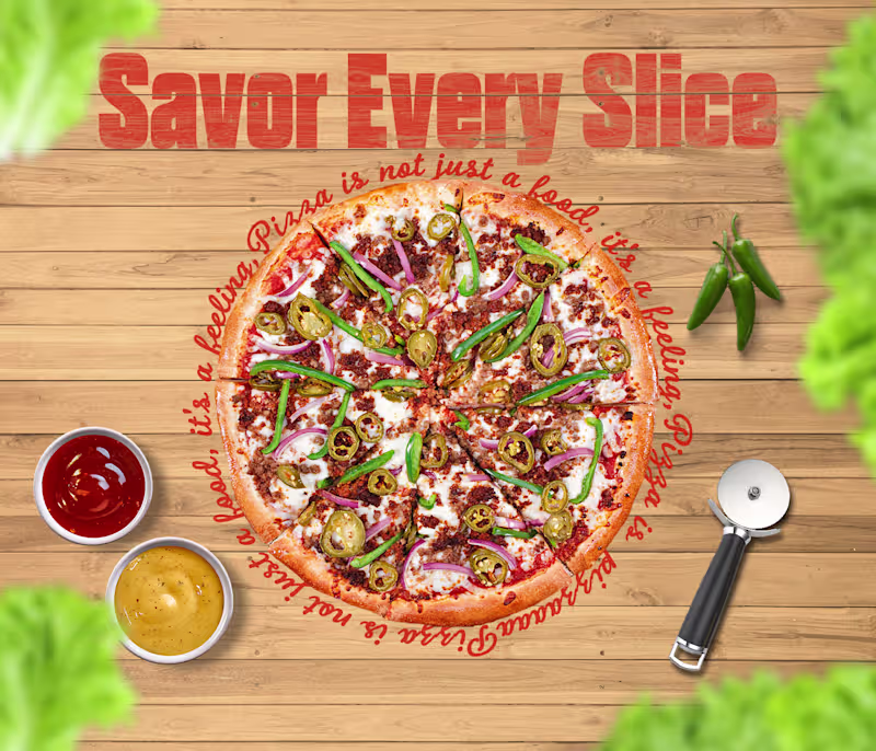 Cover image for Savor In every slice of pizza