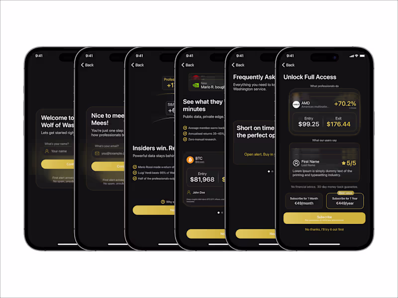 Cover image for 5 iOS Onboarding Screens for the Wolf of Washington App