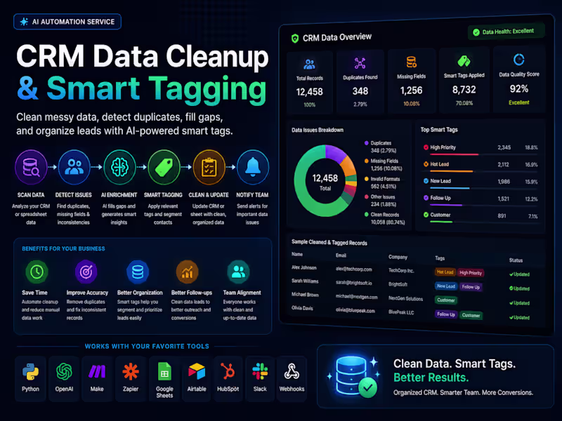 Cover image for CRM Data Cleanup & Smart Tagging