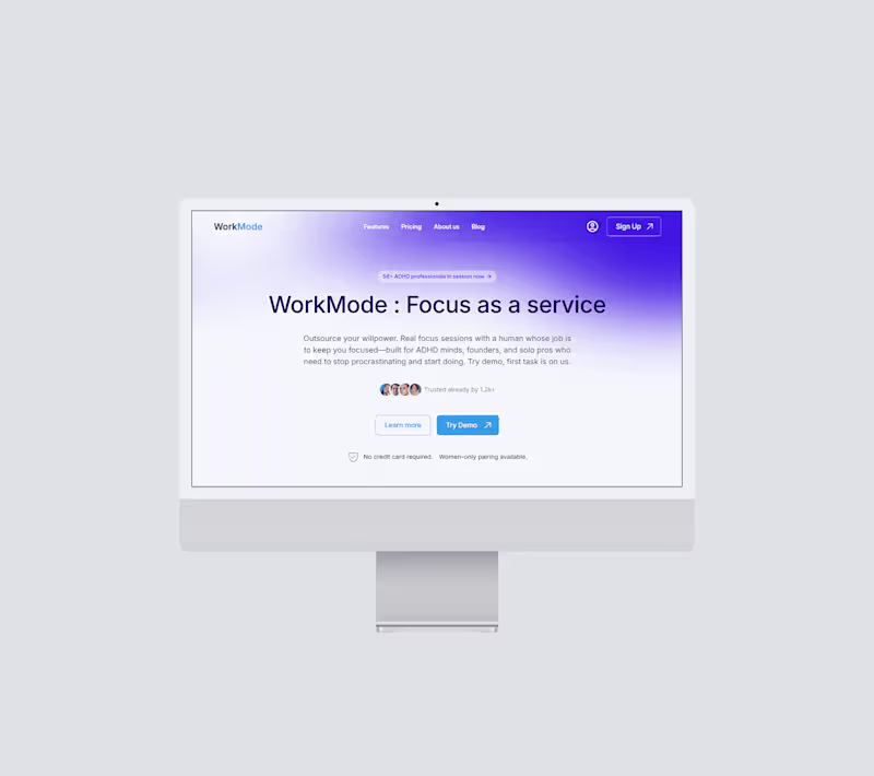 Cover image for WorkMode Branding & Framer Landing Page Design