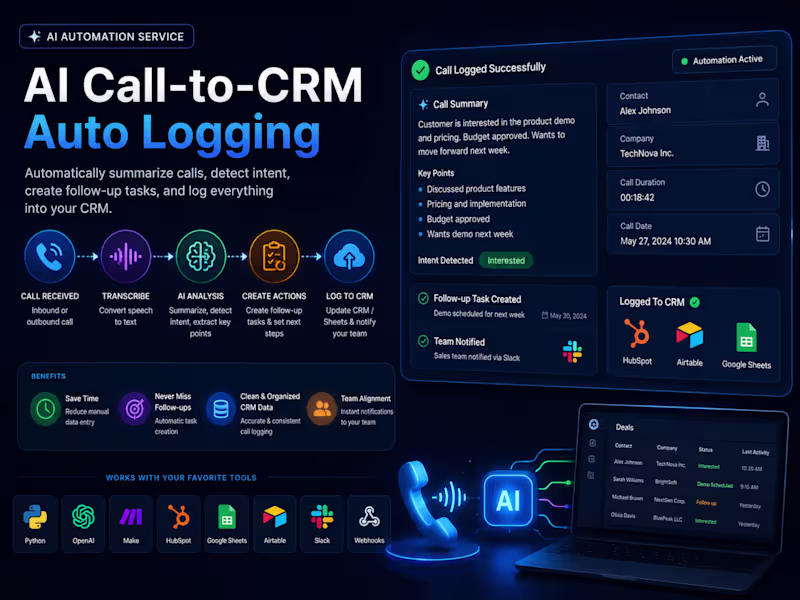 Cover image for AI Call-to-CRM Auto Logging