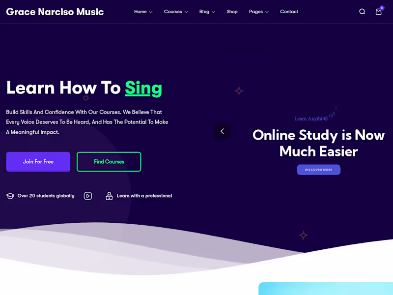 Cover image for Web design for Grace narciso music