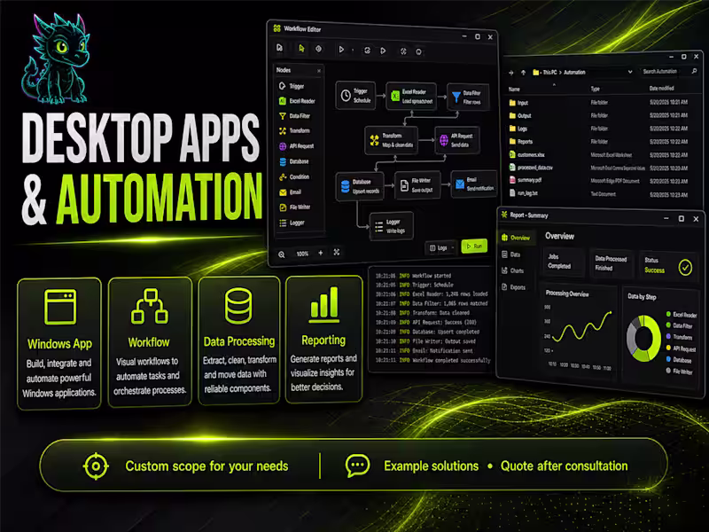 Cover image for Custom Desktop Application and Workflow Automation