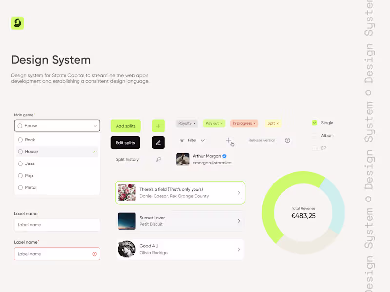 Cover image for Stormi Capital — Design System for Music SaaS