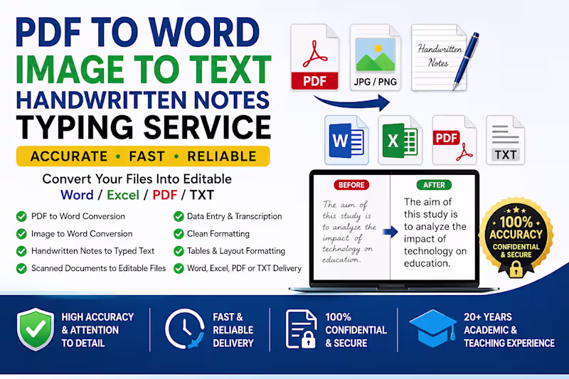 Cover image for PDF to Word, Image to Text & Handwritten Notes Conversion