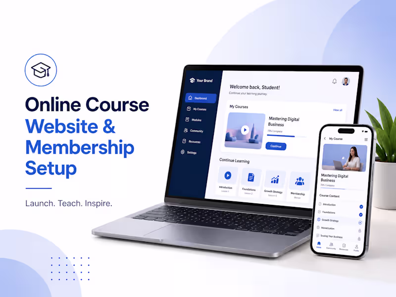Cover image for Professional Online Course Website & Membership Setup