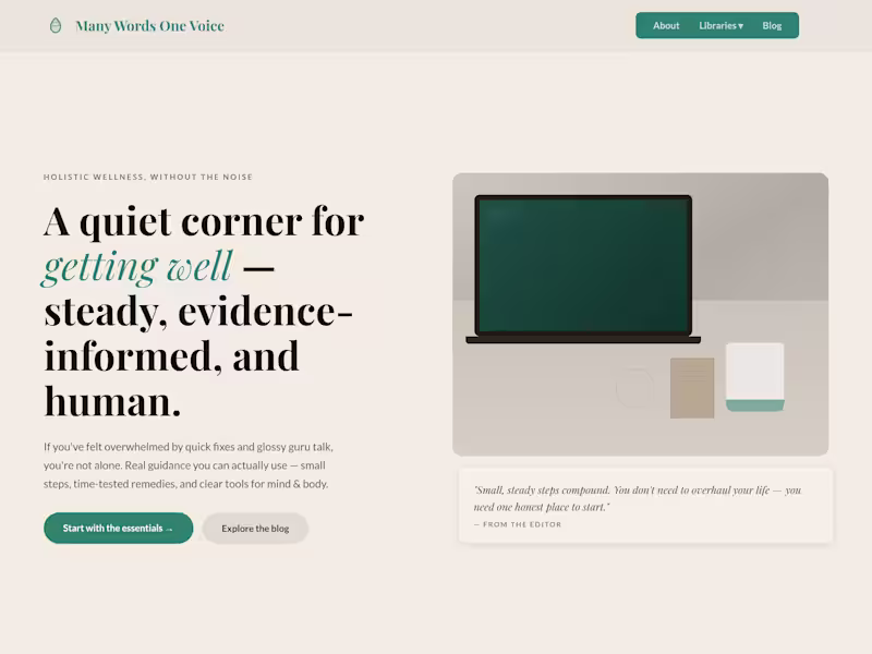 Cover image for Many Words One Voice Website Development