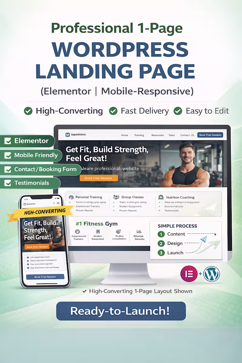 Cover image for High-Converting 1-Page WordPress Landing Page (Elementor)