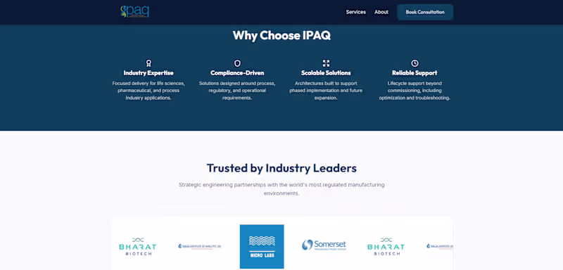Cover image for Corporate Website for IPAQ Solutions