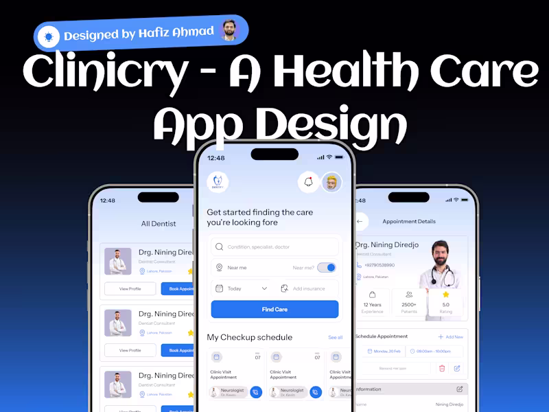 Cover image for Clinicry - Healthcare Platform UI/UX Design