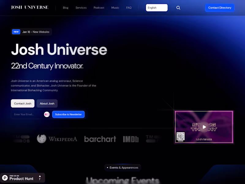 Cover image for Website Creation - Josh Universe