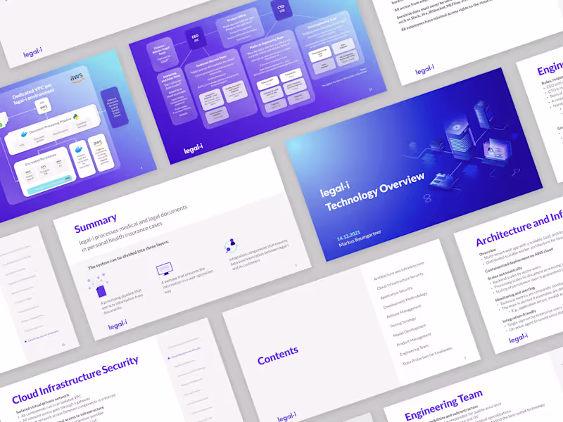 Cover image for Sleek presentation design for an insurance tech startup