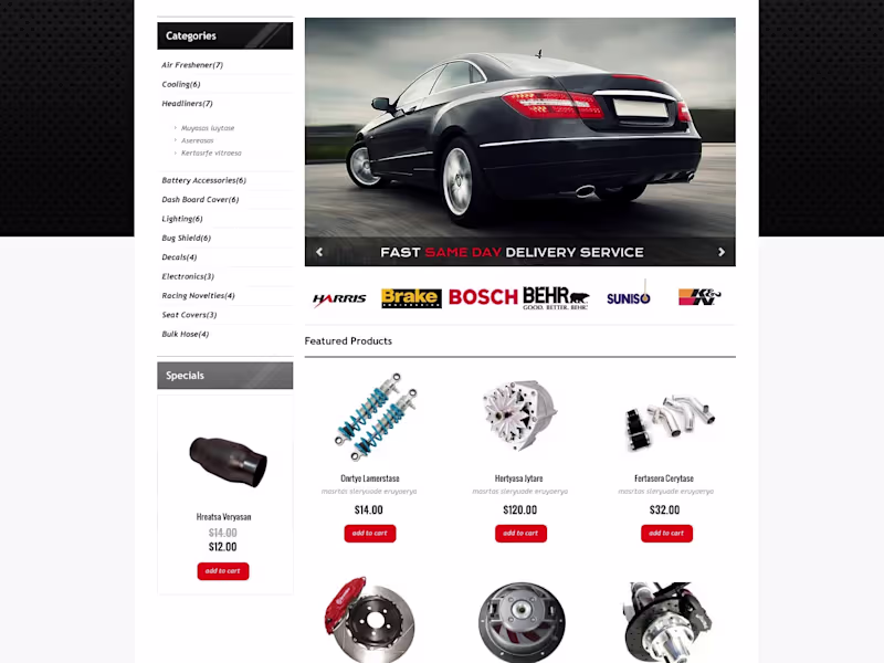 Cover image for Auto part website development