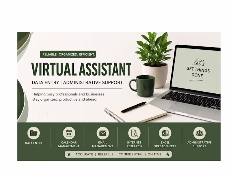 Cover image for Virtual Assistant | Administrative support| Data Entry| Excel 