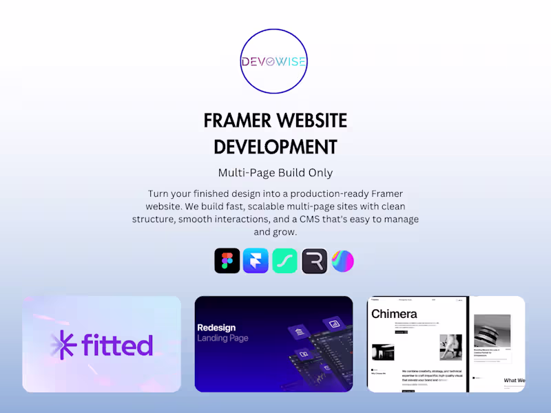 Cover image for Framer Website Development — Multi-Page Build Only