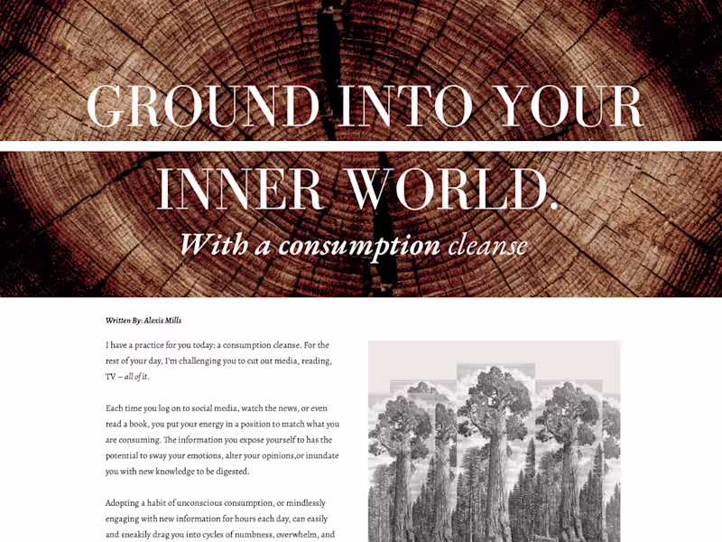 Cover image for Ground Into Your Inner World with a Consumption Cleanse