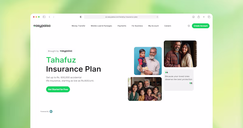 Cover image for Tahafuz Landing Page Redesign for EasyPaisa