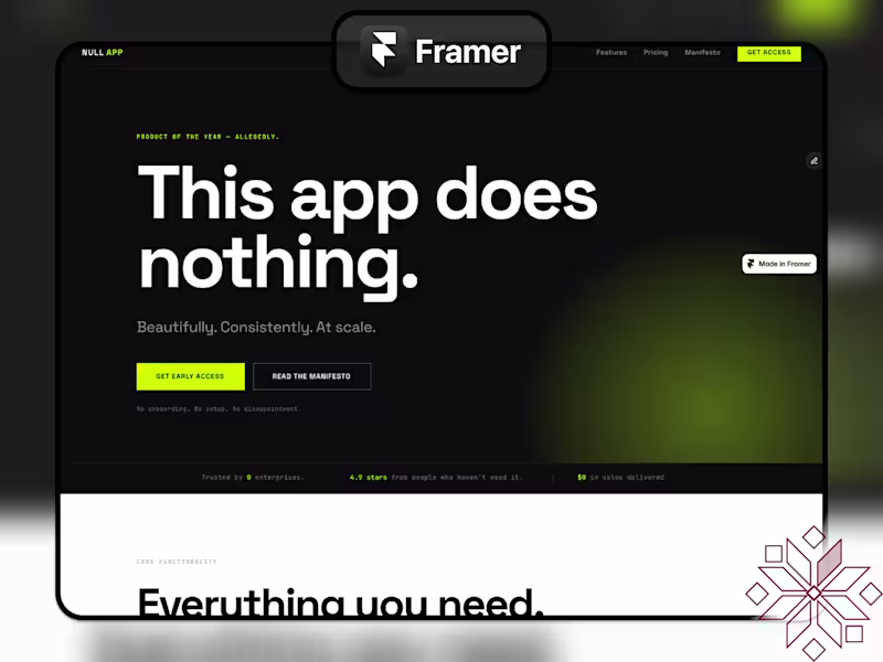 Cover image for Null App — Brutalist SaaS Framer Template