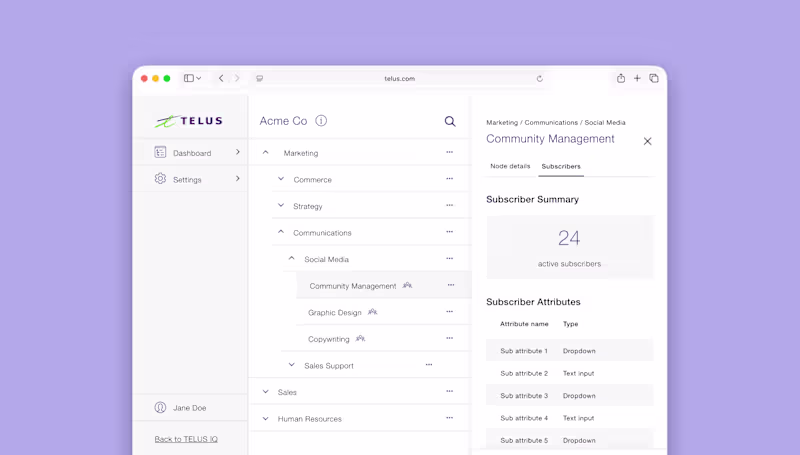 Cover image for TELUS Corporate Structure Web App Design