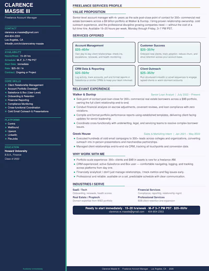 Cover image for Showcases the Freelance Services Profile.