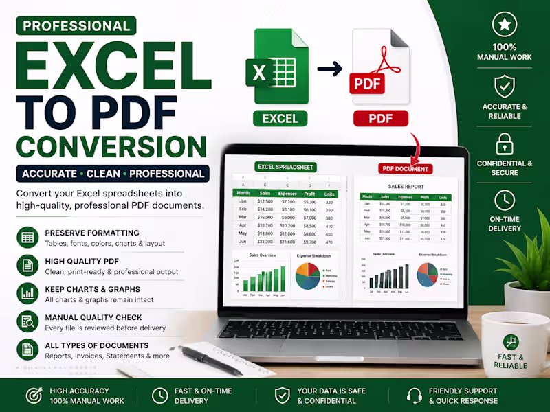 Cover image for Professional Excel to PDF Conversion