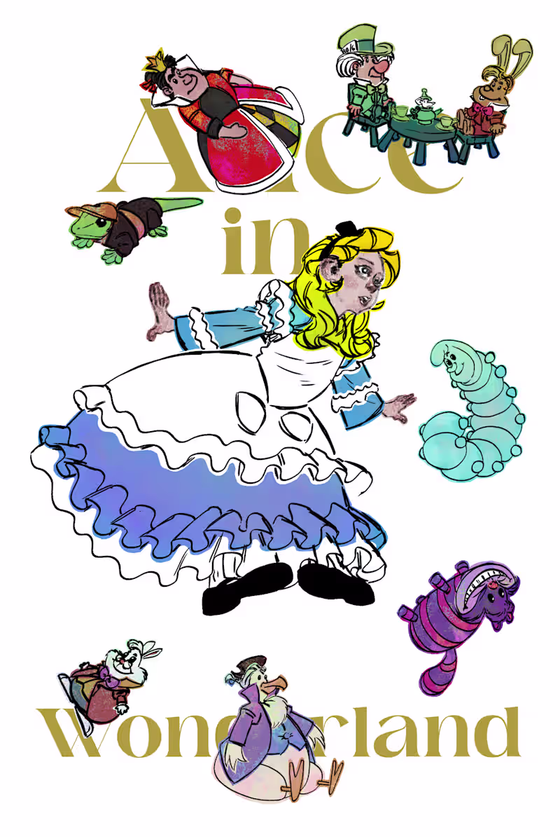 Cover image for Alice In Wonderland, Book Cover, Fan Art, Digital