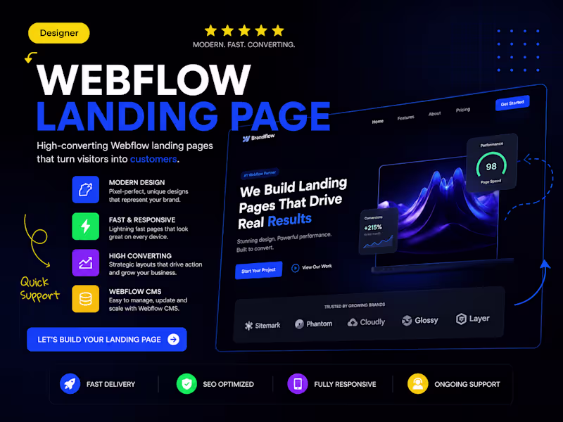 Cover image for High-Converting Webflow Landing Page Design & Development