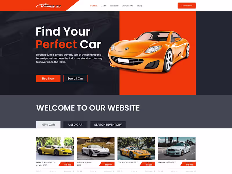 Cover image for Car Full UI website Design 
