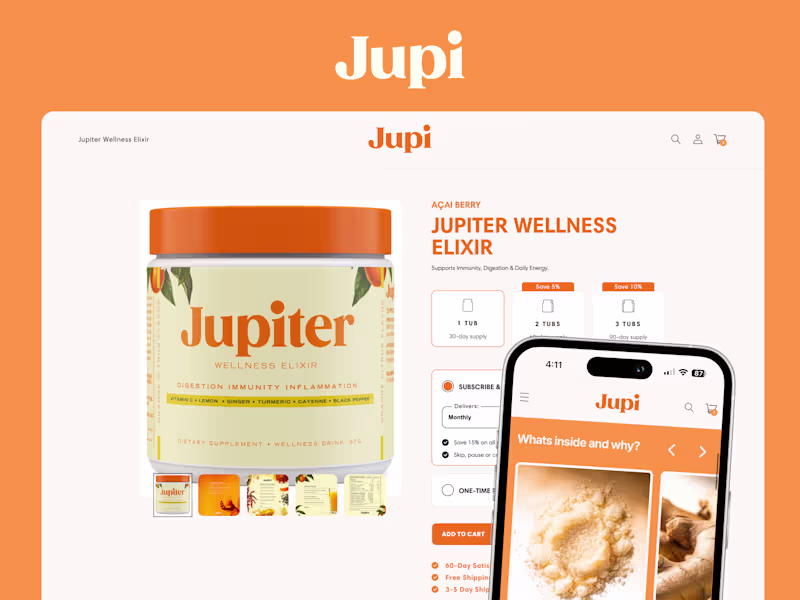 Cover image for Jupi | PDP Development + CRO 🟠
