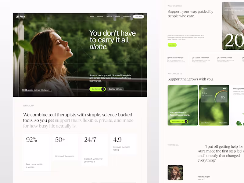 Cover image for Aura Health and Wellness Landing Page Design