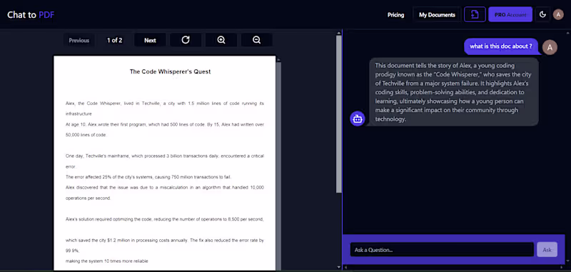 Cover image for Interactive PDF Chatbot Development