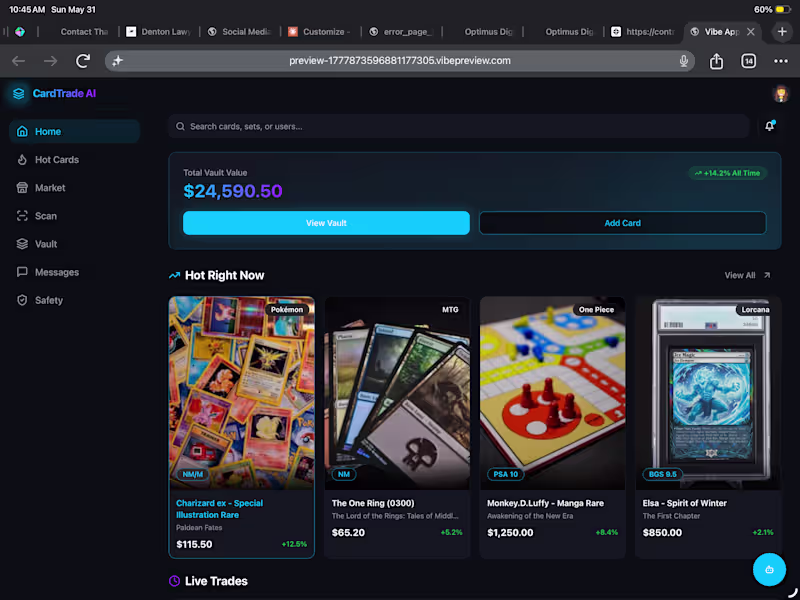 Cover image for Trading Card Vault App With AI Price Advisor