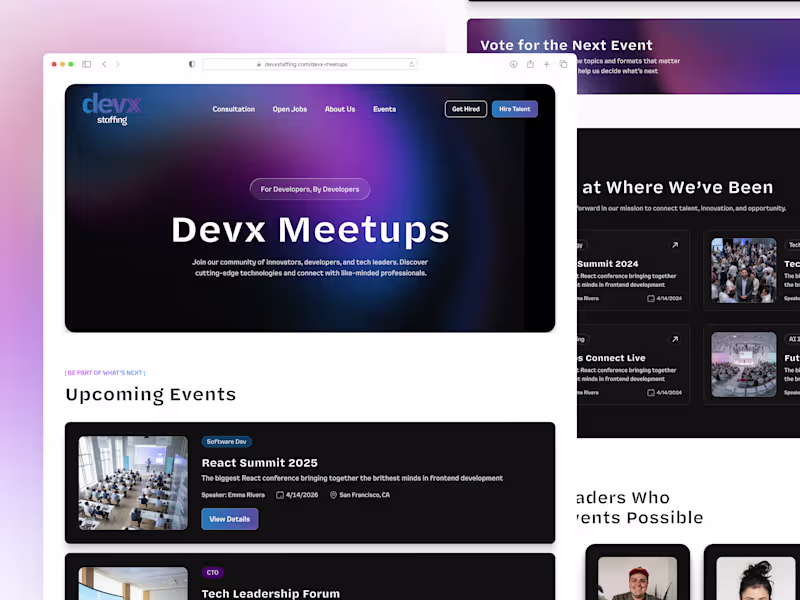 Cover image for DevX Meetups Landing Page