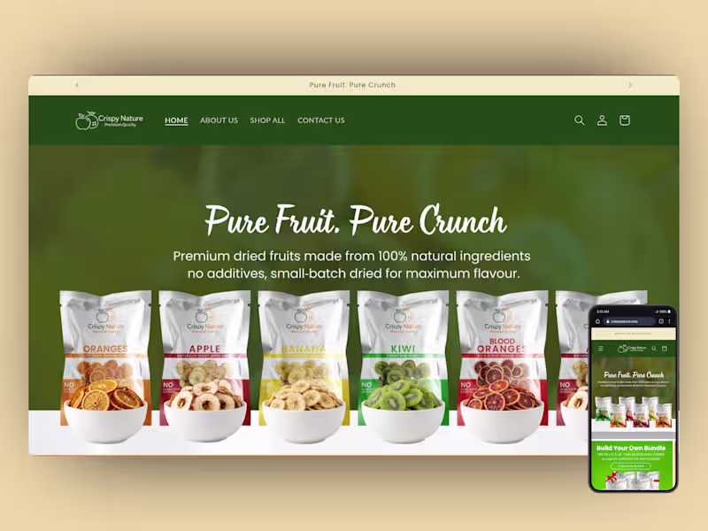 Cover image for Crispy Nature — Brand Identity, Packaging & Shopify Store