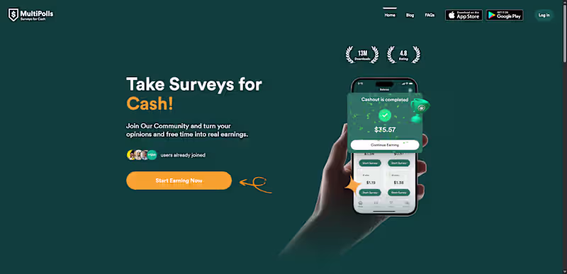 Cover image for MultiPolls is a mobile survey app where users answer polls a...