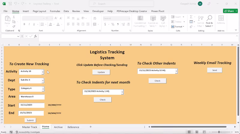 Cover image for (Excel VBA) Logistics Tracking System