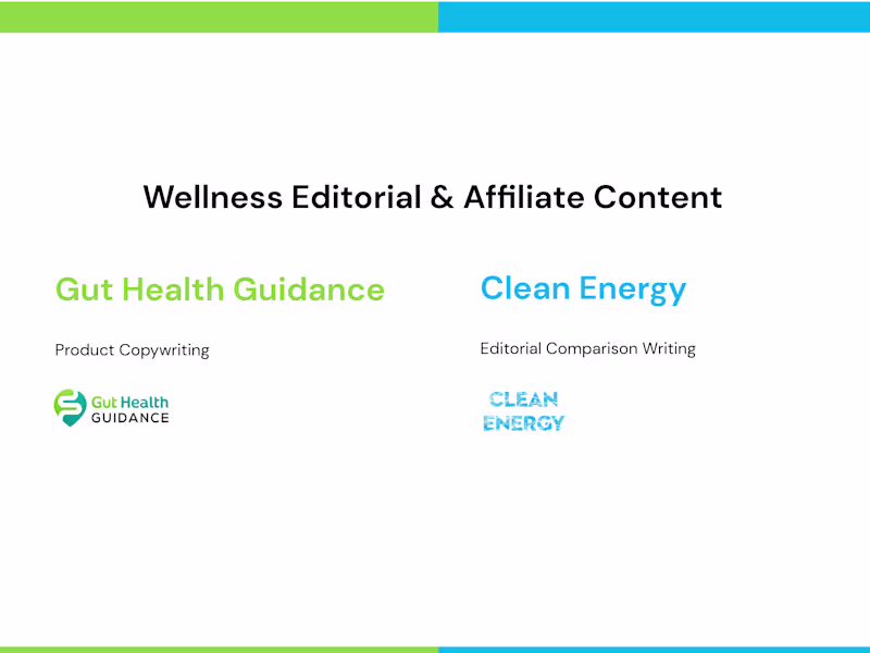 Cover image for Wellness Editorial & Affiliate Content Writing