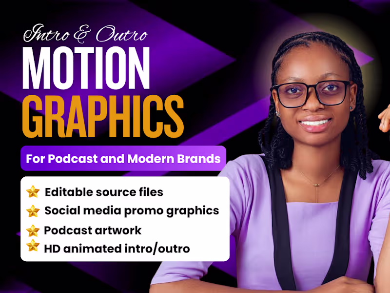 Cover image for Podcast Intro, Outro & Motion Graphics Design for Modern Brands