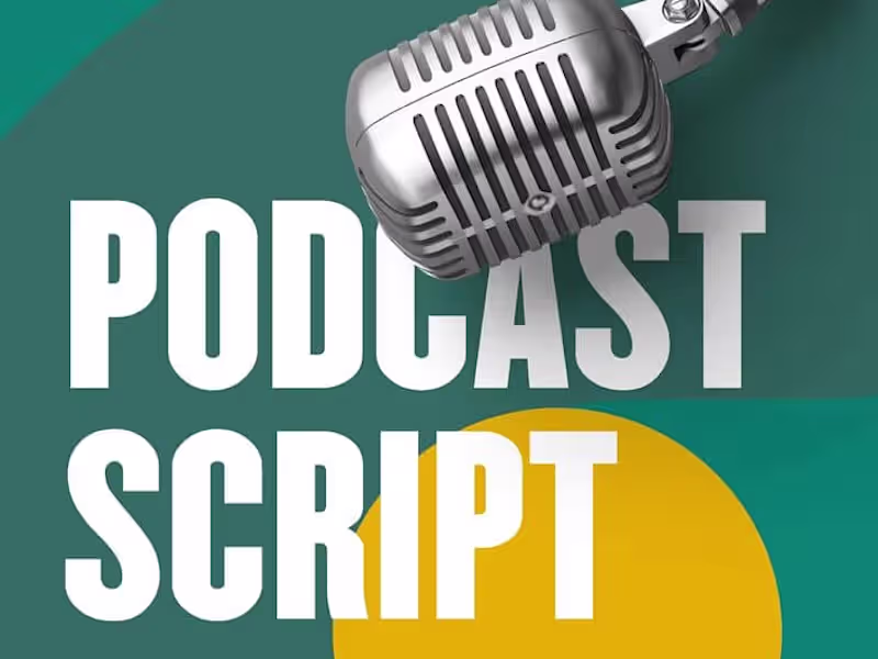Cover image for  video script podcast on finance business, tech, sustainability