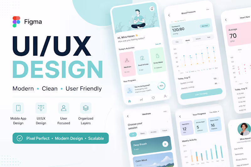 Cover image for Mental Health & Healthcare Mobile App UI Design