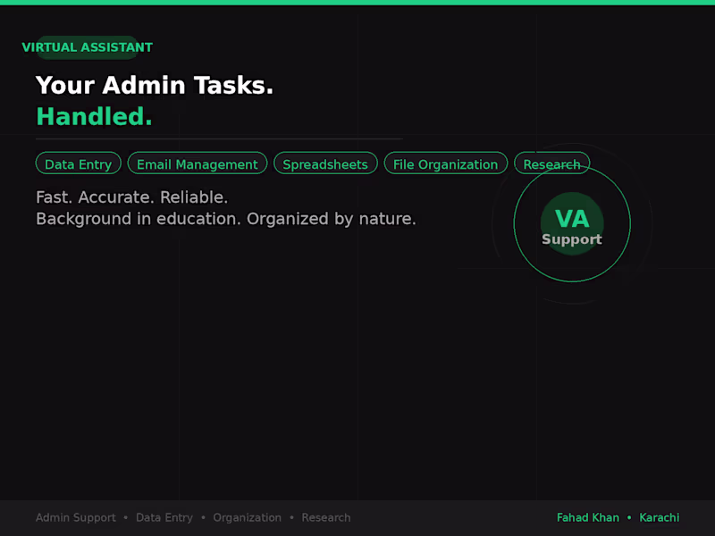 Cover image for Virtual Assistant — Admin Support & Data Entry