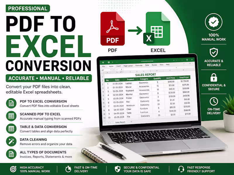 Cover image for Professional PDF to Excel Conversion