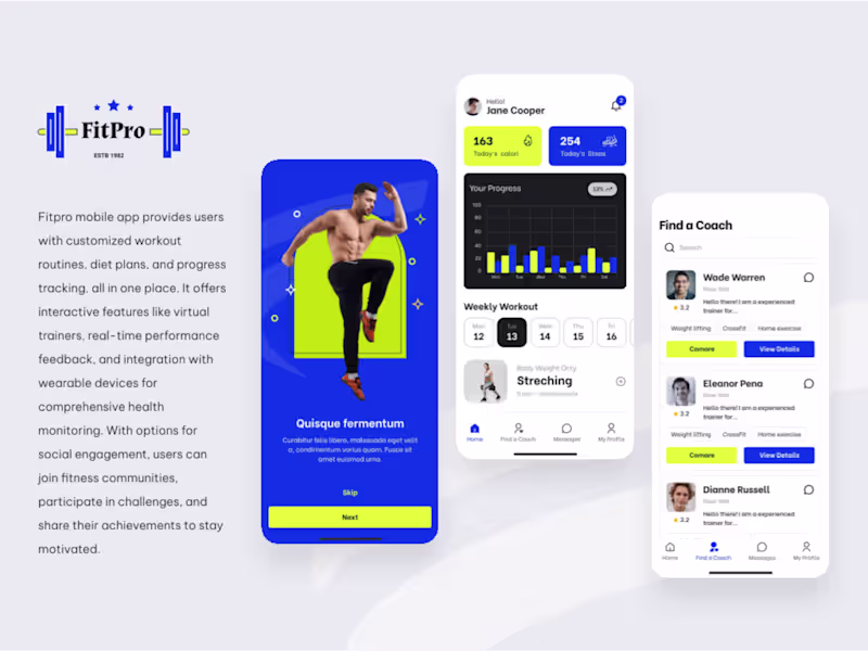 Cover image for FitPro – Fitness & Personal Training Mobile App