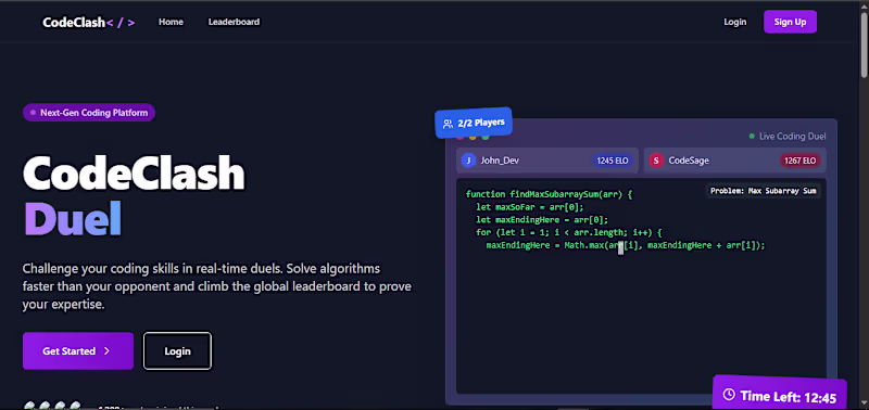 Cover image for Fullstack 1v1 DSA Competition Platform